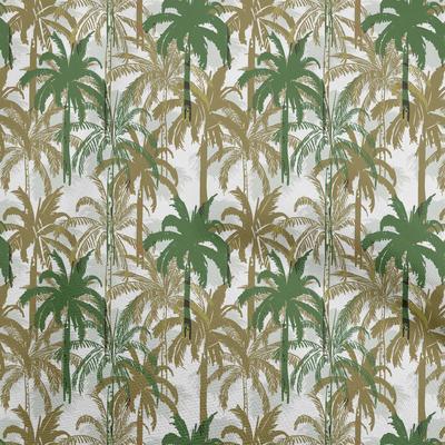Cotton Poplin Dark Olive Green Fabric Tropical Palm Tree Sewing Material Print Fabric By The Yard 42 Inch