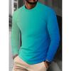 Men'S Round Neck Long Sleeve T-Shirt Fashion Gradient Color Casual Top Versatile Trendy Base Layer Autumn New Style Youth Handsome Slim Fit Pullover
