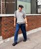 CUZNELLO Multi-Stripe Polo Short Sleeve Knit_Gray