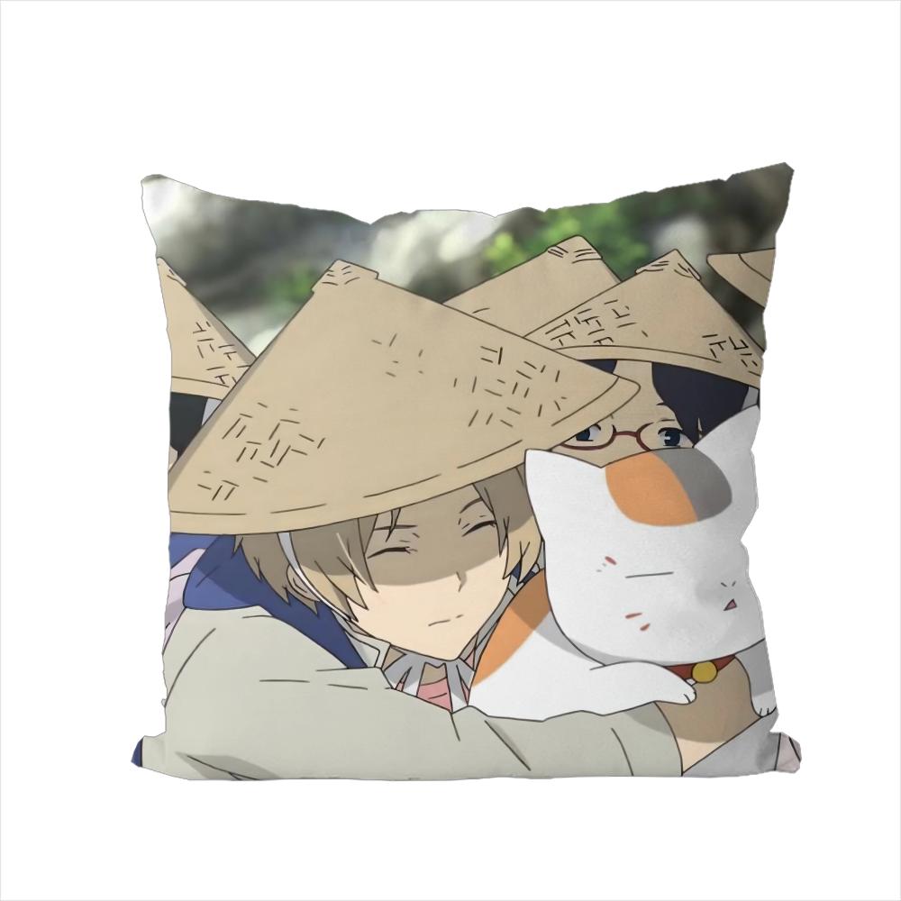 Natsume Yuujinchou Pillow Case For Car Sofa Decorative Home Doublesided Print Plush Square Throw Pillow Cushion Cover