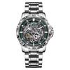 Man Steampunk Skeleton Fully Automatic Mechanical Watch Luminous Waterproof Stainless Steel Strap