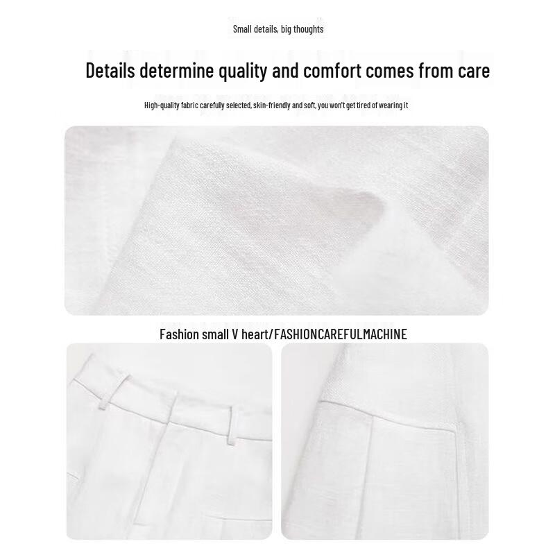 Women's High-Waist Linen Blend Wide-Leg Suit Pants