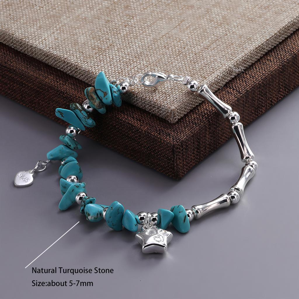 VENTFILLE 925 Sterling Silver Star Bracelet Fashion Korean Five-pointed Star Crystal Double Bracelet