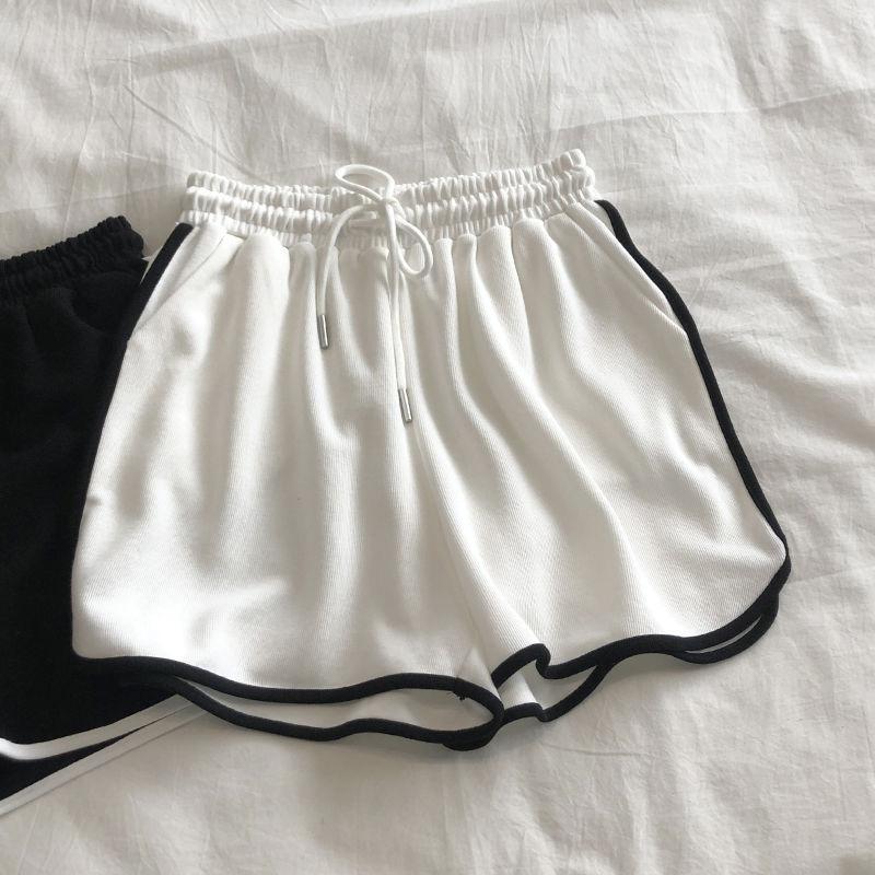 Women Striped Casual Shorts Korean Harajuku Loose All Match Sports Shorts Summer Fashion Simple Yoga Thin Mini Shorts Female