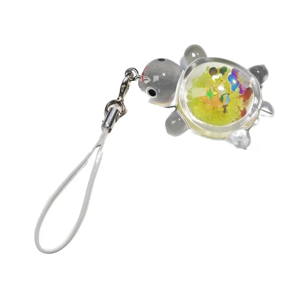 Luminous Turtle Phone Keychain Pendant Transparent Charm Mobile Phone Lanyard Anti Lost Short Little Turtle Phone Strap