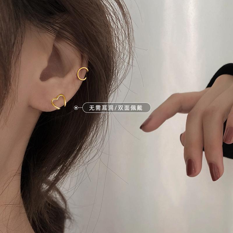Simple and small love ear bone clip no ear hole ins cold wind personality Internet celebrity ear clip ear jewelry