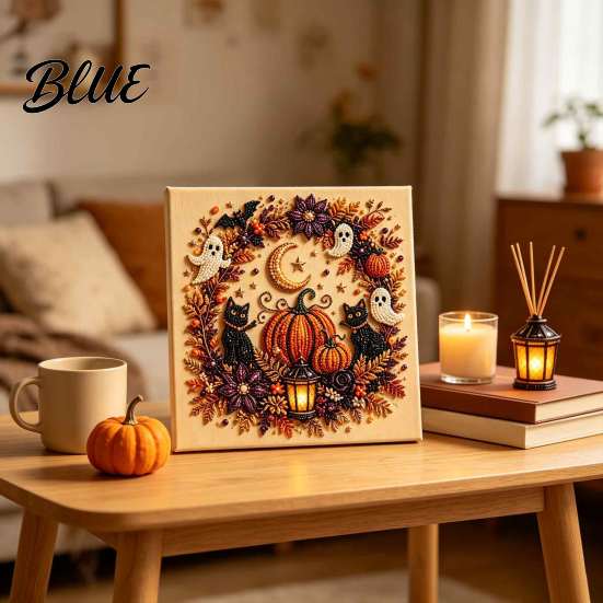 Stress Relief Creative Hobbies Halloween Faux Pearl Art DIY Kit Spooky Cute 3D Diamond Painting Paint Free Bead Set Craft Witch Black Cat