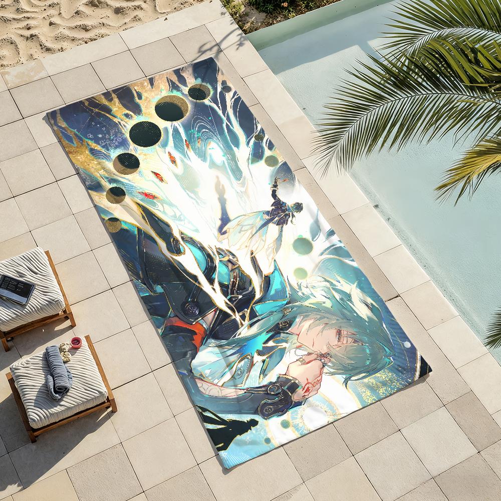 Anaxa Honkai Star Rail Towel Soft Lightweight Anti-Sand Large Beach Towel Quick-Drying Bath Sports Family