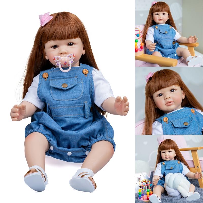 23’’ Baby Girl Cuddle for Doll Reborn Simulation Toy Lovely Heavy Weight Lifelike Toy with Rooted Hair Newborn Birthday