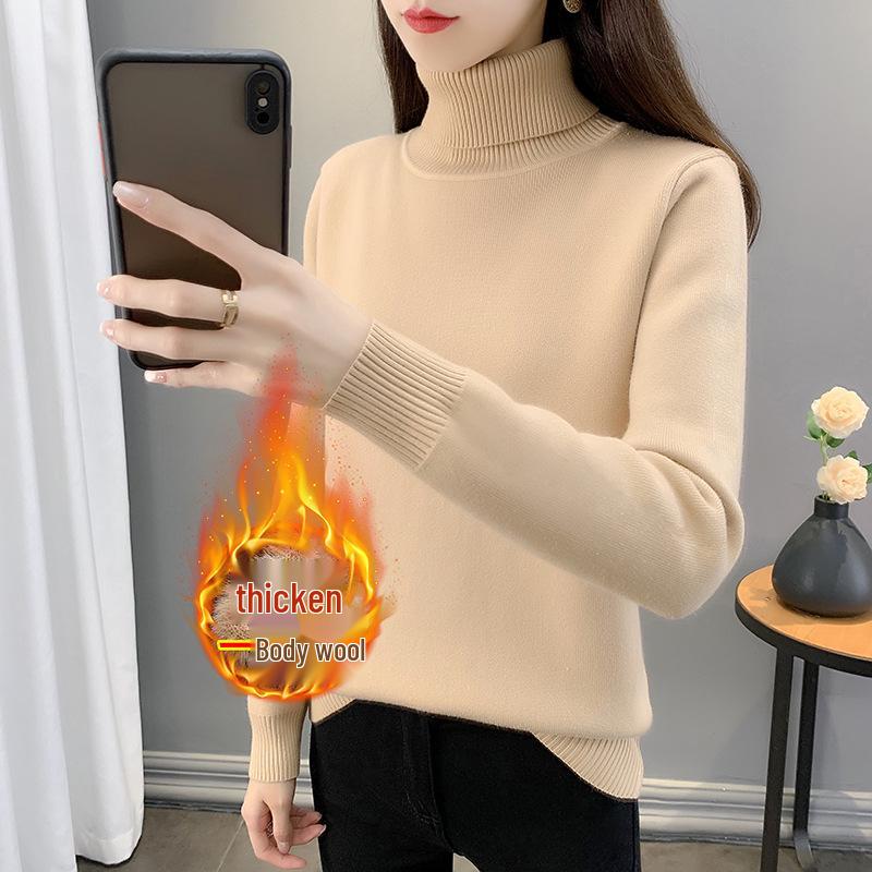 Women's Trendy Thickened Knit Pullover: 2025 Autumn/Winter Long Sleeve Round Neck Sweater