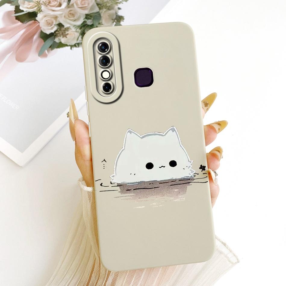 For Infinix Hot 8 / Hot 8 Lite X650 X650C X650B X650D Cute Cat Flower Cartoon Phone Case Shockproof Soft Silicone Covers Bumpers