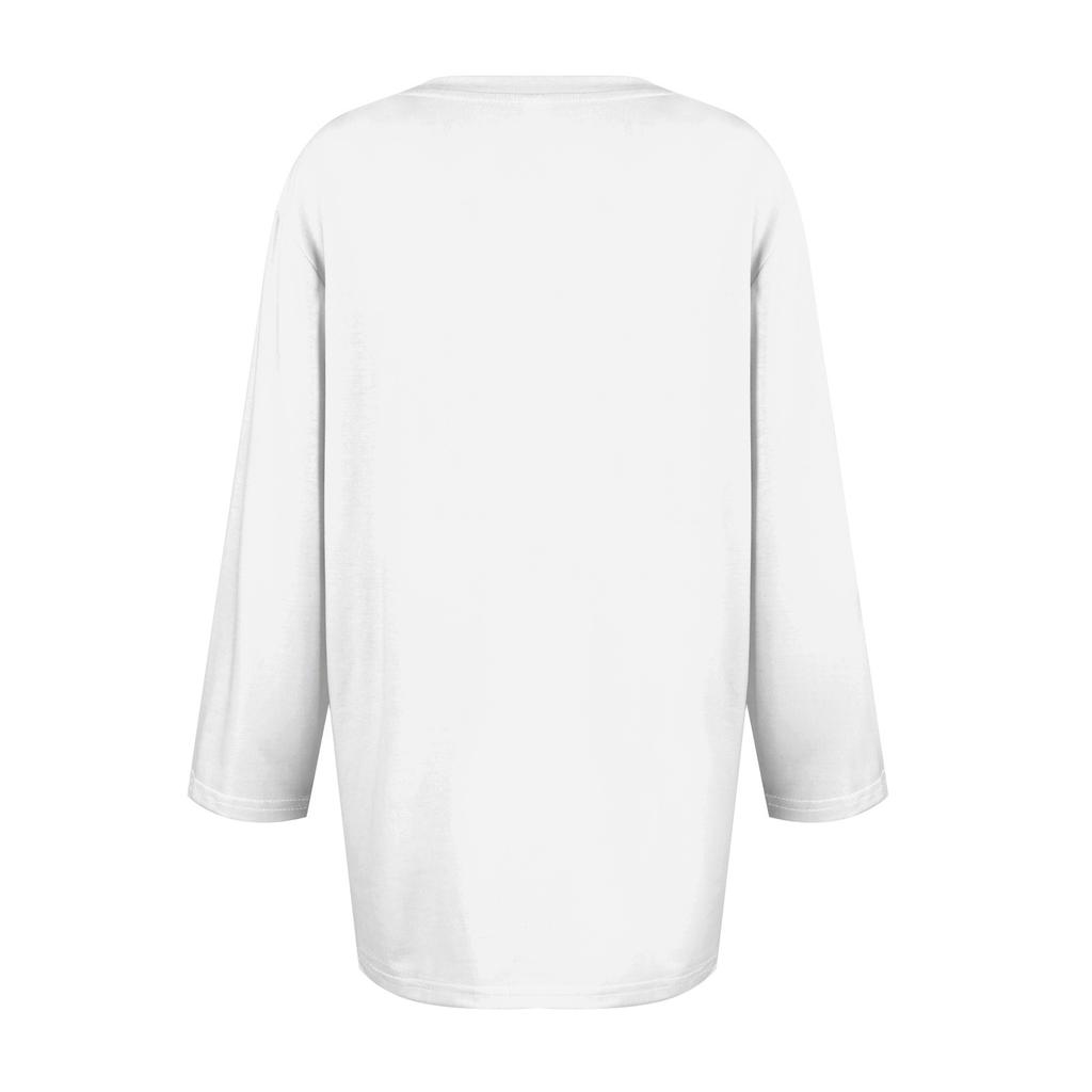 Women's Fashion Casual Seven Sleeve Christmas Printed Round Neck T-Shirt Top