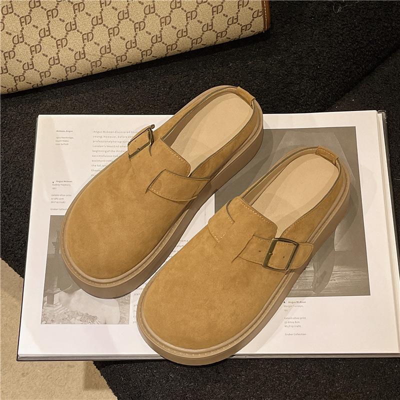 

Muffin platform Birkenstock shoes bag head half slippers women s outer wear 2025 new spring and summer one-pedal Birkenstock slippers 40