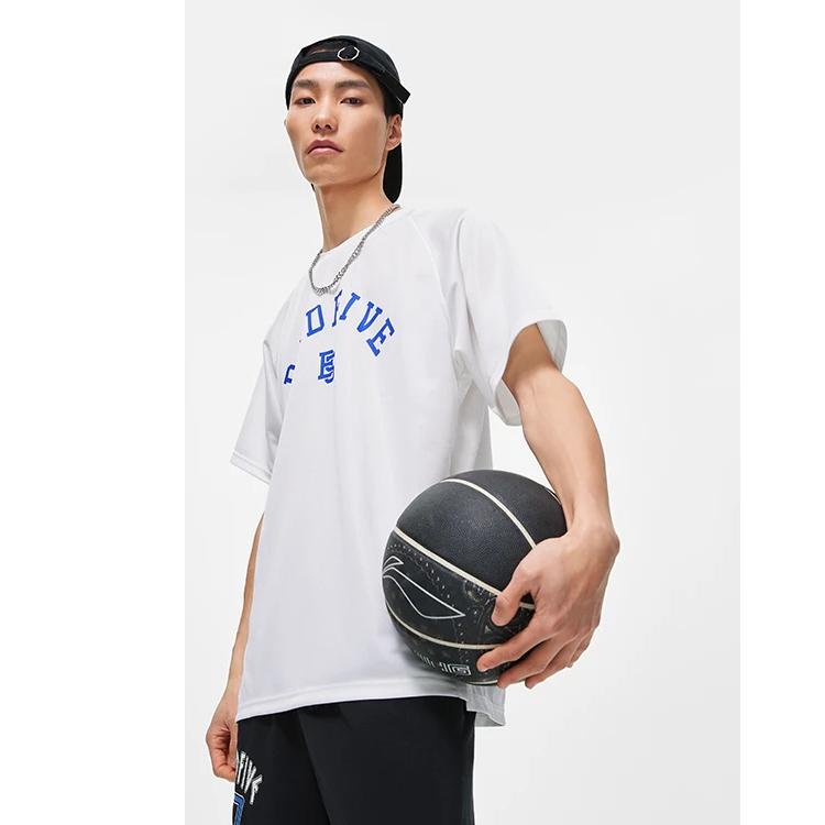 Li Ning Letter Print Crew Neck T-Shirt Men Tops White ATST087-1
