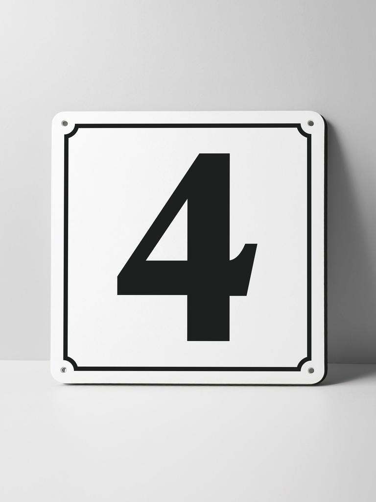 Metal Sign Black House Number On White Background Outdoor Wall Art Decor