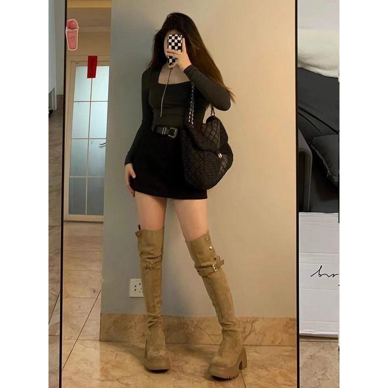 Over-knee Boots Brown Boots Women's Autumn and Winter 2025 New High-heeled Boots Versatile and Thin Tall Knight Boots