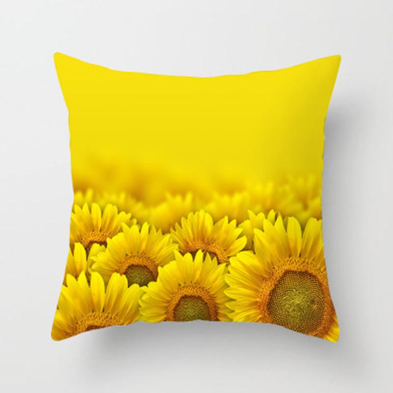 45x45cm Sunflower Print Cushion Cover Plant Landscape Pillowcase Decoration Pillow Cover For Living Room Bedroom Chair Decor
