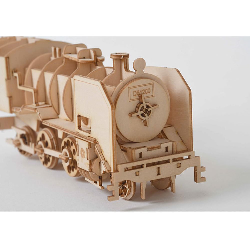 Totority 3D Wooden Puzzle Train Craft 3D Puzzle Assembly Educational Brain Gift for Boys and Girls 3-Piece Set Car, Boat, - Kit, Toy, Paintable,