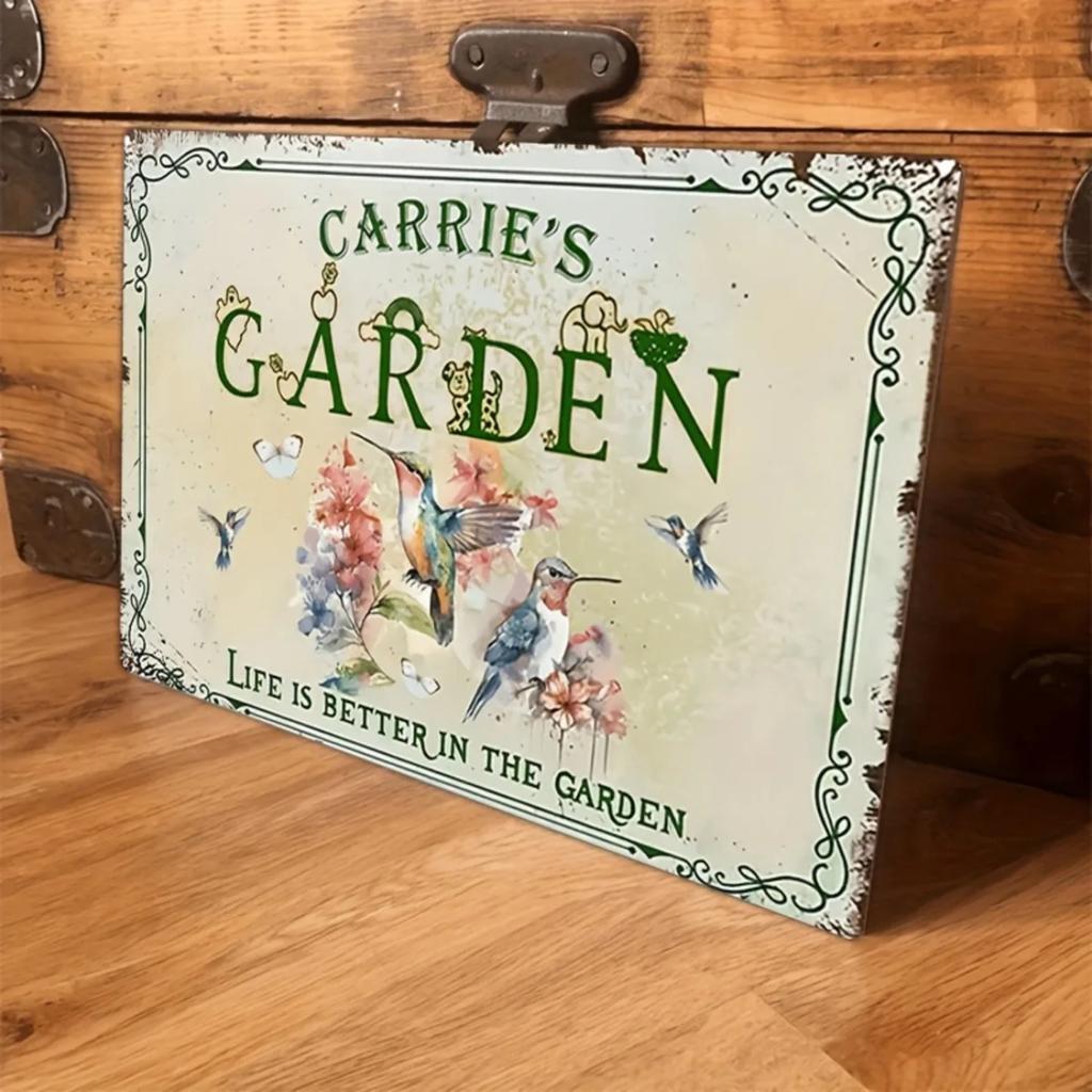 Personalized Hummingbird Flower Tin Sign Wall Decor Home Garden Art Craft