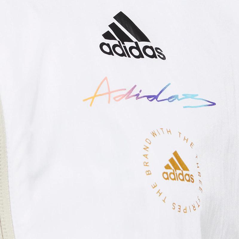 Adidas Logo Print Sports Woven Hooded Jacket Women Jacket White HE9959