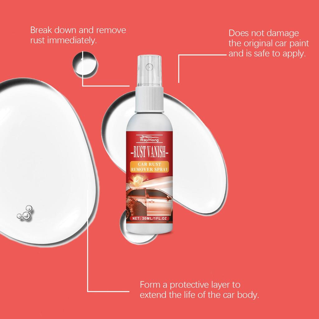 Rayhong Car Rust Remover Spray 30ml - Car Metal Rust Removal, Polishing, Stain Removal, Coating Cleaner