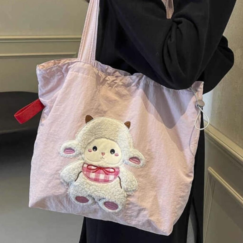 Large Capacity Lazy Wind Tote Bag Women's Ns Versatile Literary Class Bag Cute Embroidered Shoulder Bag