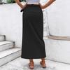 Women's Casual Irregular Design Bow Tie Solid Color High Waist Skirt