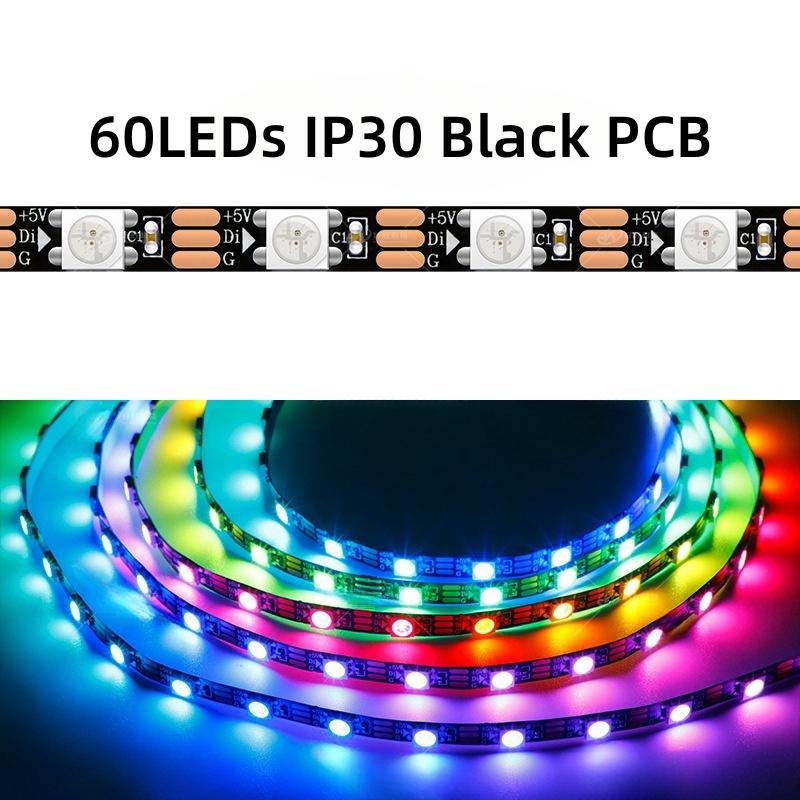 

DC5V WS2812B RGB Led Strip Light 60Leds/m 5mm Width PCB WS2812 Led Lights 5050 Individually Addressable RGB Dream Color Lamp Bar 5M 300Leds IP30