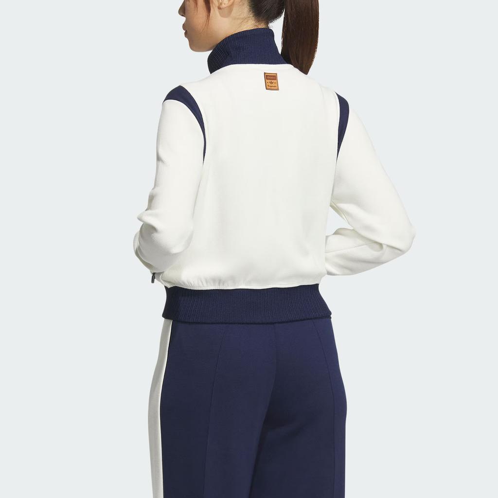 Adidas Originals Retro Track Top Sporty Club Vintage Color Block Knit Stand Collar Jacket Women Jacket Han-Jade-White JM8022