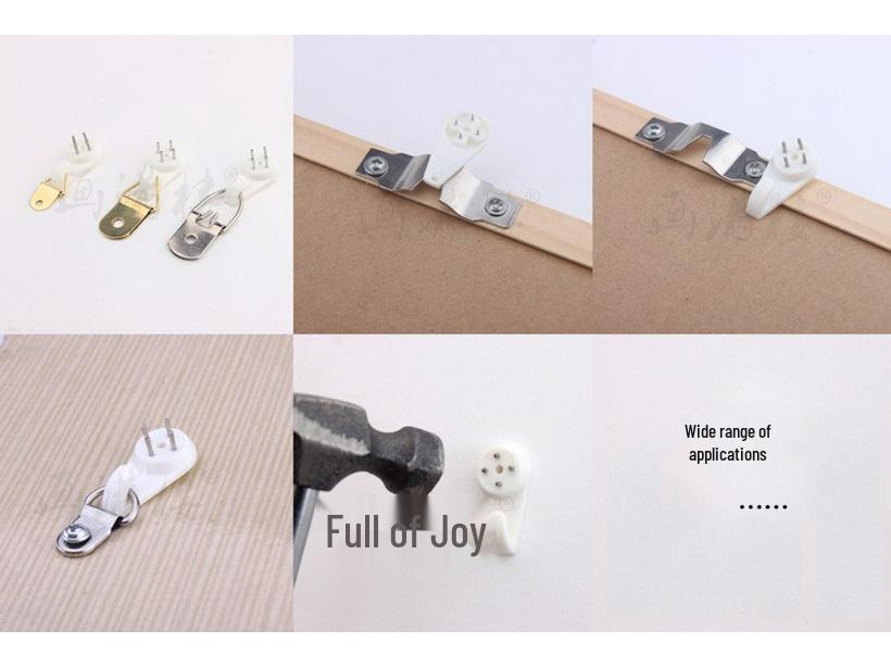 50-Pack ABS Medium Wall Hook Nails Set for Hanging Frames, White - Free Shipping