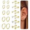 Stainless Steel European-American Style Stud & Hoop Earring Set