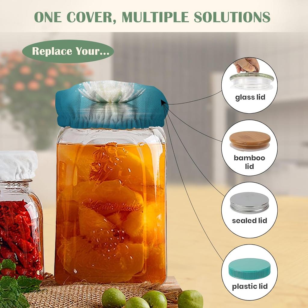 Sourdough Starter Cloth Covers Jars,Water Lotus Fermentation Cheese Fabric Lids,Fit Jars Mouth from 3-4 inch, 5 Pack