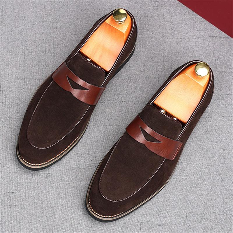Chaussures Décontractées en Cuir Suede de Luxe pour Homme Mocassins Penny Plats pour Homme Robe de Mariage de Retour au Pays Bal de Promo Zapatillas Hombre