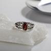 Niche Design Thai Silver Claw S925 Sterling Silver Inlaid Natural Garnet Color Treasure Ring Unisex Open Ring