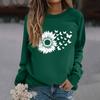 Women's Fashion Casual Long Sleeve Solid Color Printed Round Neck Top Sweatshirt