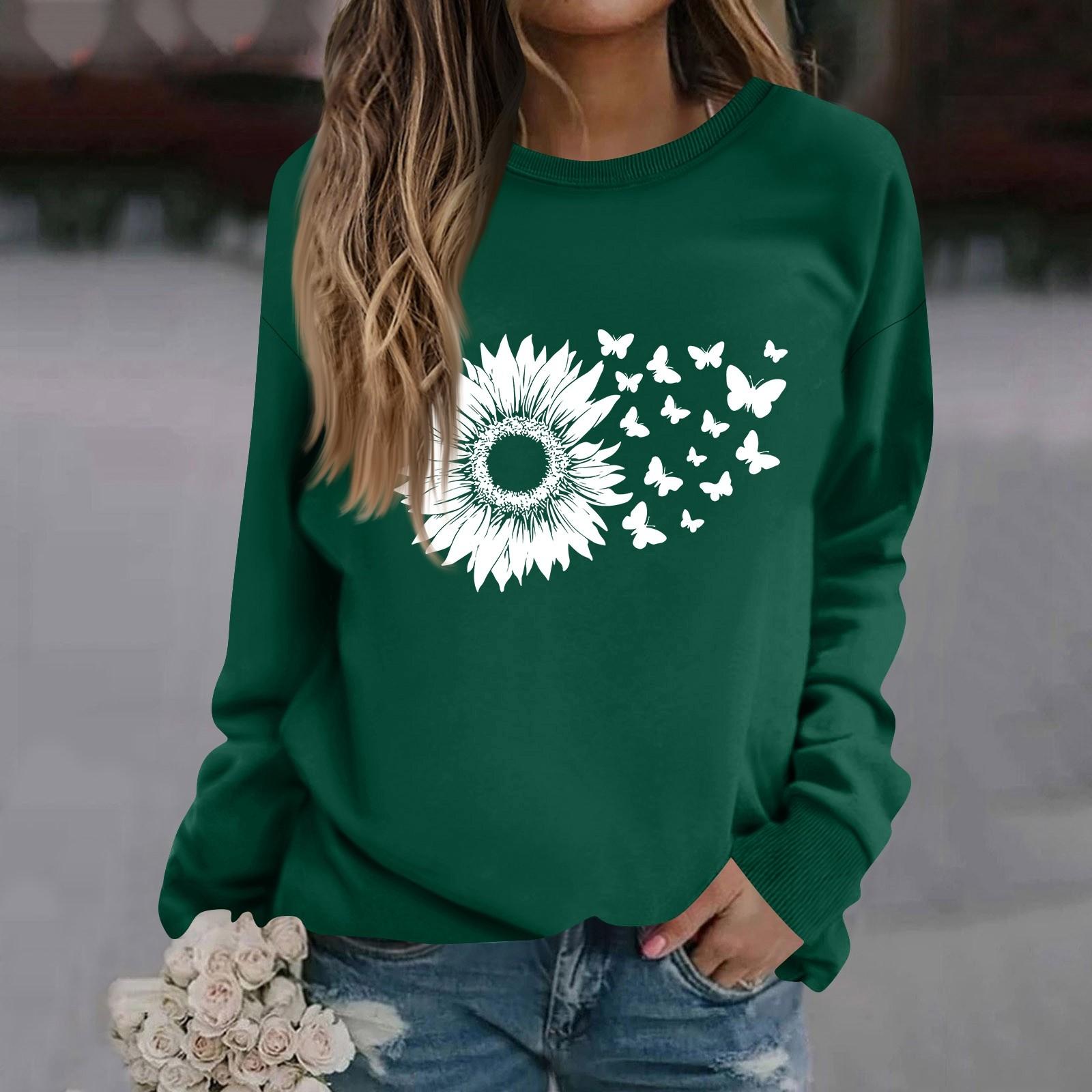 

Женская модная повседневная толстовка с длинным рукавом и круглым вырезом с принтом L