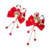 1 Pair Pearl New Year Headwear Chinese Style Bow Tassel Hairpin Hanfu Red Hair Clips  New Year Gifts