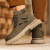 Herbst- und Winter Herrenschuhe Britische Martin Stiefel Herren Trendige High-Top Workwear Lederstiefel Dicksohlige Wasserdichte und Rutschfeste Herren Bergstiefel