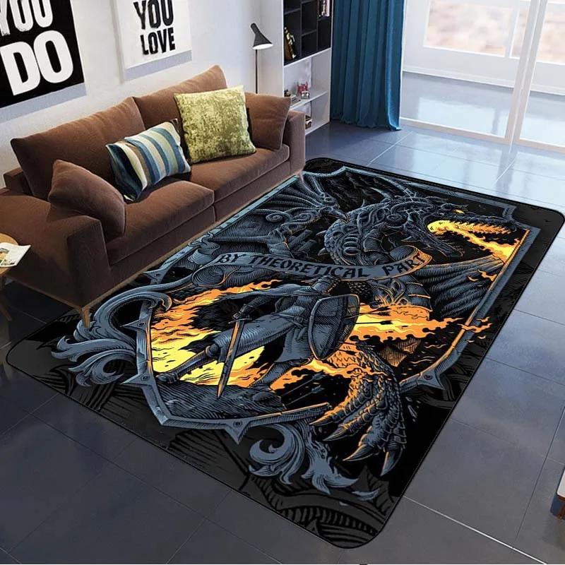3D Viking Pattern Carpet Area Rugs Graphic Square Anti-slip Large Carpets Living Room Home Decoration Children Bedroom Carpet