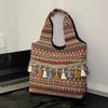 Retro Tassel Shoulder Bag Cloth Bohemian Messenger Bag Portable Ethnic Style Vest Bag  Women