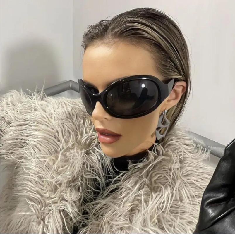 Fashion Brand Y2K Punk Sunglasses New Women Men Oval Sports Sun Glasses Female Oversized Black Shades Eyewear UV400
