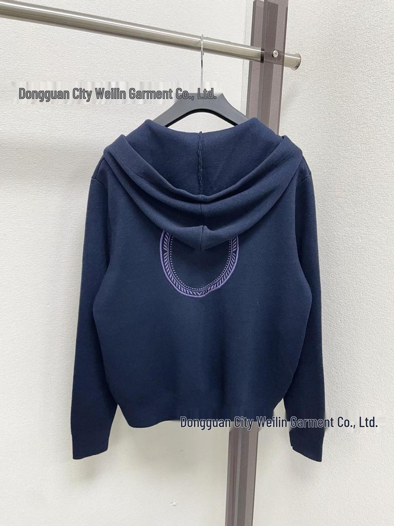 Women's Loose Fit Wool Hooded Knit Cardigan Jacket: Cozy, Soft, Zip-Up Long Sleeve, Solid Color for Autumn and Winter.