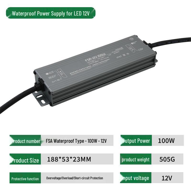 LED Waterproof Power Supply 12V Switchable Outdoor Transformer for LED Strips