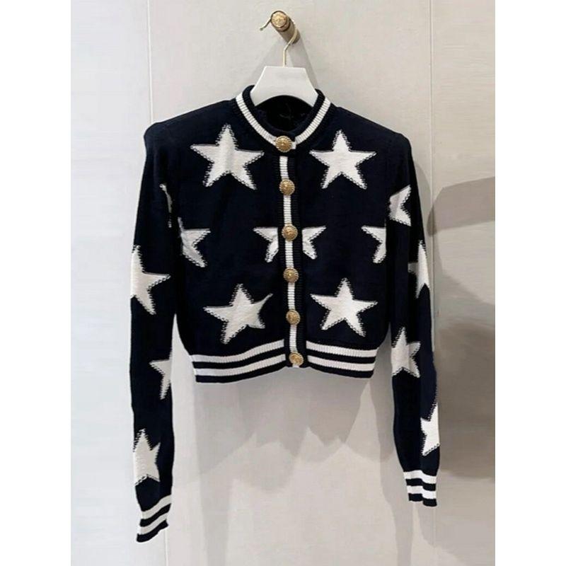 

Classic Style Spring & Fall Five-Pointed Star round Neck Beautiful Knitwear Picture Color XL