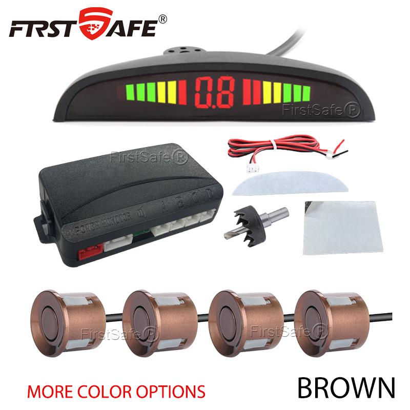 FirstSafe Car Parking Sensor Kit LED Display With 22mm 4 Sensors Radar Detector System Universal All Car