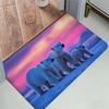 Polar Bear With Northern Lights Floor Mat Cozy Flannel Soft Thick Non-Slip Mat For Living Room Bedroom Kitchen Decor Rugs