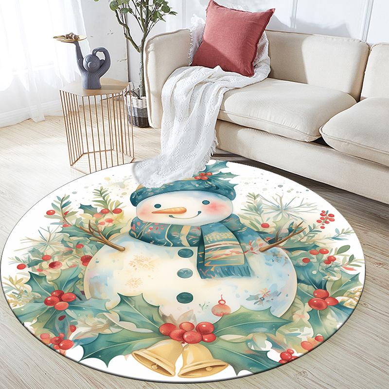 

Snowman Round Area Rug,Carpet Rug for Living Room Bedroom Sofa Playroom Decor,Non-slip Floor Mat 80cmx80cm