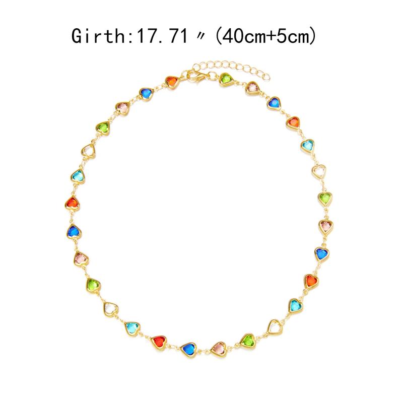 Bohemian Colorful Crystal Heart Choker Necklace For Women Charm Chain Necklace Party Birthday Jewelry Gift