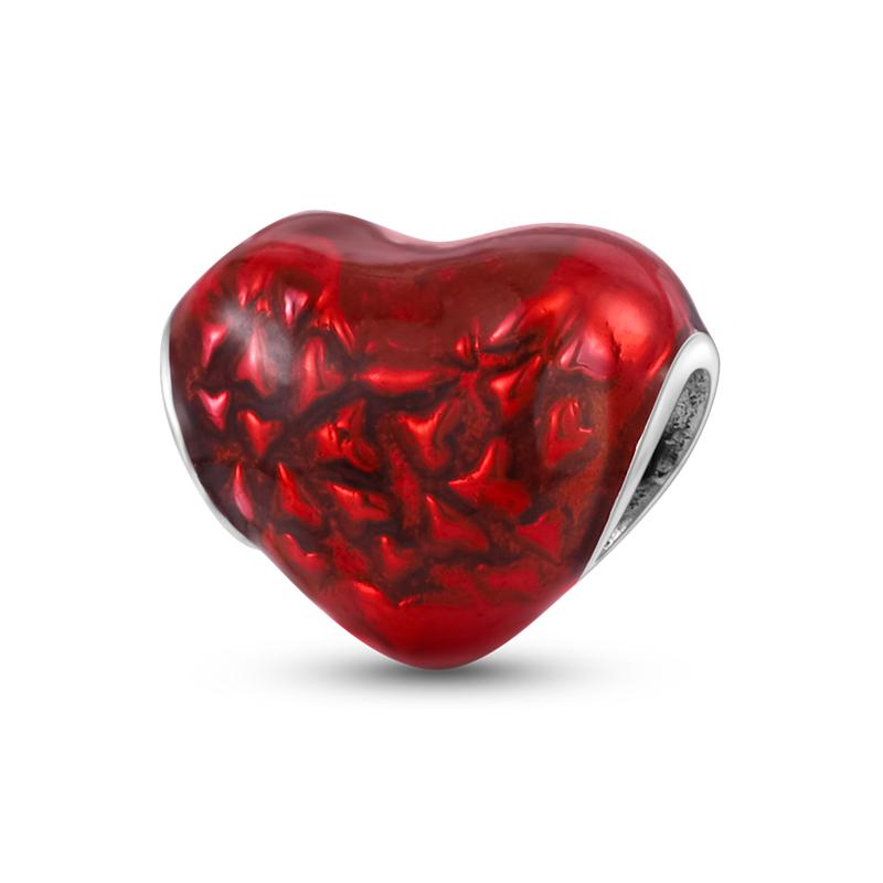 Copper Red Color Series Heart Shape Charms Beads Fit Original Bracelets Lucky Beads For Jewelry Making Diy