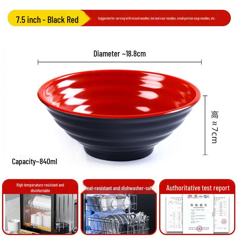 A8 Two-Color Melamine Noodle Bowl - Commercial-Grade Soup and Mala Tang Bowl for Restaurants and Catering